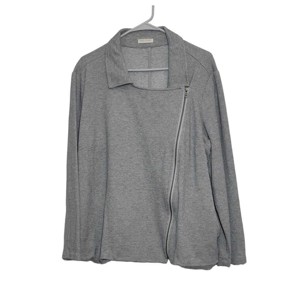 Eileen Fisher gray zippered long sleeve moto jacket size XL